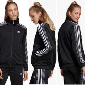 adidas Originals Track Jacket Women’s Small Black White Stripes Trefoil Logo